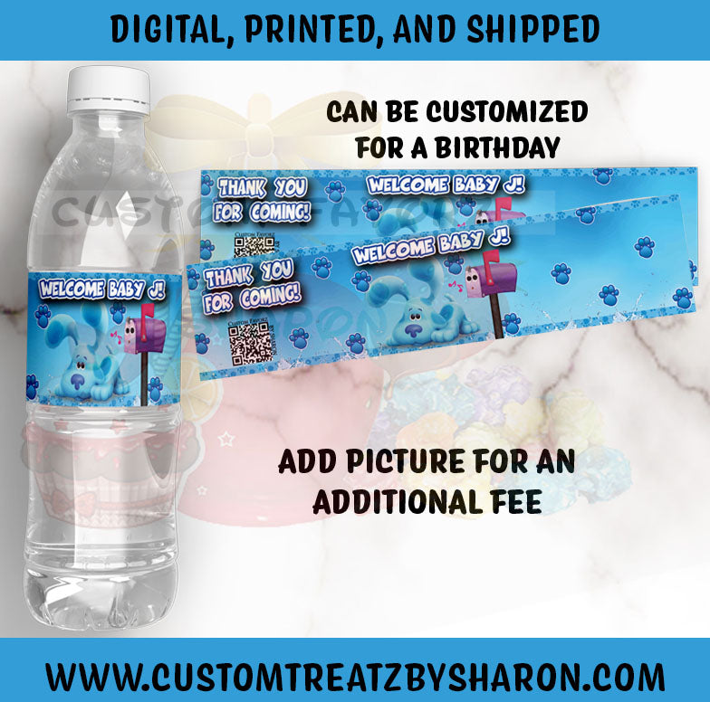 Blue Monkey Party Personalized Water Bottle Labels