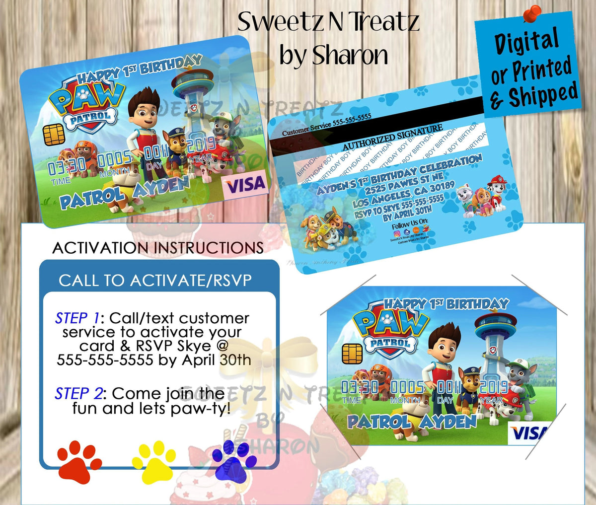 paw-patrol-credit-card-invites for Free Printable Paw Patrol Adoption Certificate PAW PATROL CREDIT CARD INVITES for Free Printable Paw Patrol Adoption Certificate