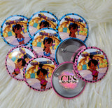 PEBBLES & BAMM BAMM GENDER REVEAL PIN BACK BUTTONS