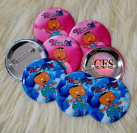 PHIL & LIL GENDER REVEAL PIN BACK BUTTONS