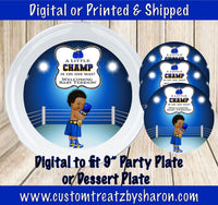 A LITTLE CHAMP CHARGER AND PARTY PLATE INSERTS Custom Favorz by Sharon