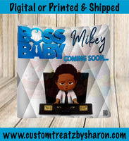 AFRICAN AMERICAN BOSS BABY BOY BABY SHOWER BACKDROP Custom Favorz by Sharon