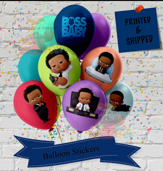 AFRICAN AMERICAN BOSS BABY BOY BALLOON STICKERS Custom Favorz by Sharon