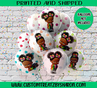 AFRICAN AMERICAN BOSS BABY GIRL PAINT/RAINBOW BALLOON STICKERS Custom Favorz by Sharon