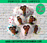 AFRICAN AMERICAN BOSS BABY GIRL PAINT/RAINBOW BALLOON STICKERS Custom Favorz by Sharon