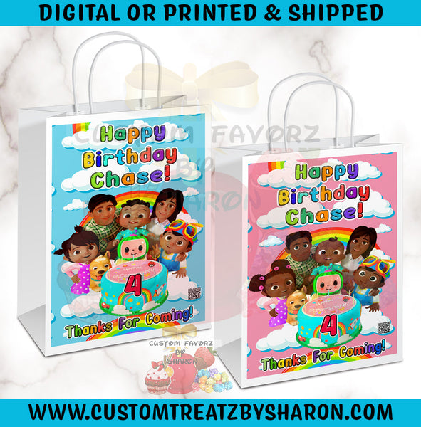 AFRICAN AMERICAN COCOMELON GIFT BAG Custom Favorz by Sharon