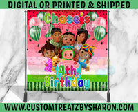 AFRICAN AMERICAN COCOMELON WATERMELON BACKDROP Custom Favorz by Sharon