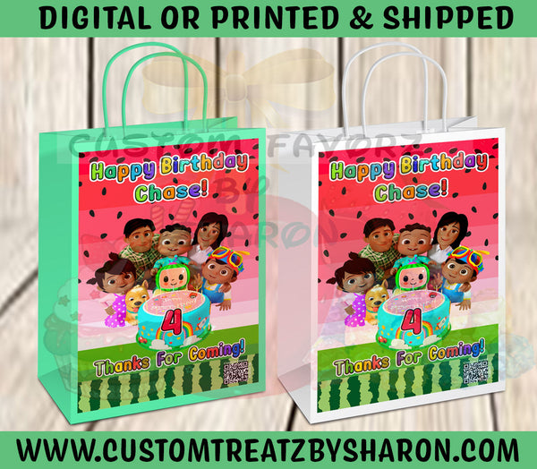 AFRICAN AMERICAN COCOMELON WATERMELON GIFT BAG & LABELS Custom Favorz by Sharon