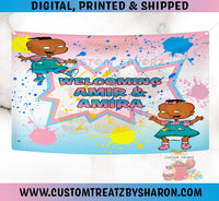 AFRICAN AMERICAN PHIL & LIL BABY SHOWER BACKDROP Custom Favorz by Sharon