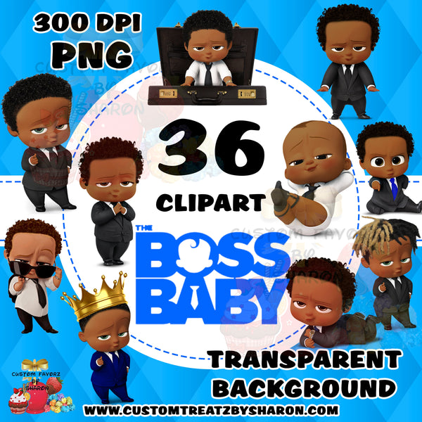 African American Boss Baby Boy Clipart - Instant Download Custom Favorz by Sharon