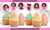 African American Boss Baby Girl Cupcake Toppers - LIGHT COMPLEXION - Instant Download Custom Favorz by Sharon