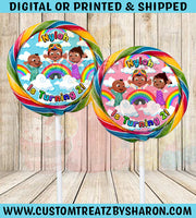 African American Cocomelon Swirl Lollipop Labels Custom Favorz by Sharon