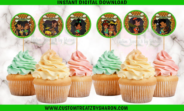 African American Pebbles & Bamm Cupcake Toppers - Instant Download Custom Favorz by Sharon