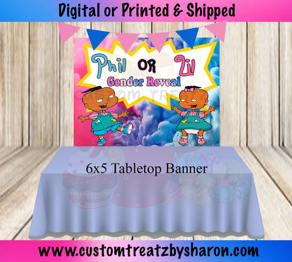African American Phil & Lil Backdrop - Phil & Lil Gender Reveal Banner - Phil & Lil Birthday Backdrop Custom Favorz by Sharon