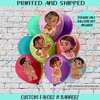 BABY MOANA BALLOON STICKERS Custom Favorz by Sharon