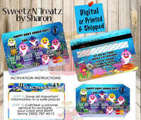 BABY SHARK CREDIT CARD INVITE Custom Favorz by Sharon