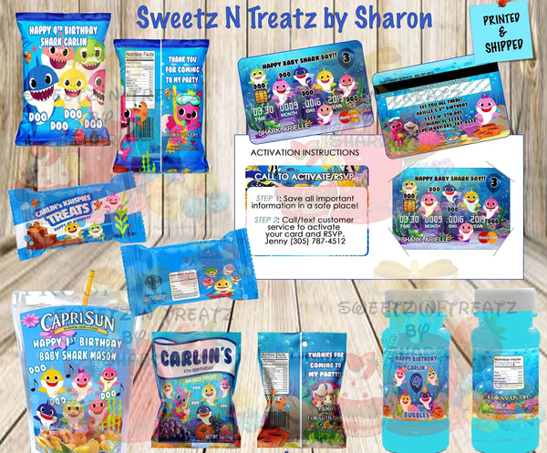BABY SHARK PARTY PACKAGE Custom Favorz by Sharon