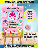 PINK BABY SHARK WELCOME SIGN - DIGITAL ONLY