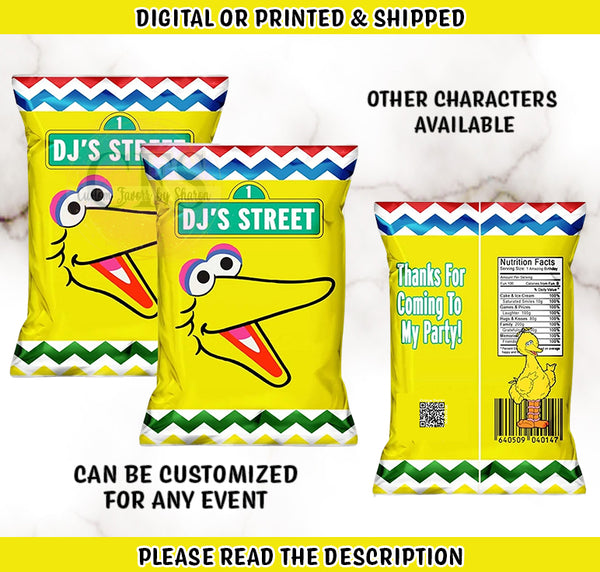 Big Bird Custom Chip Bags - Sesame Street