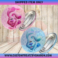 BLUE'S CLUES GENDER REVEAL PIN BACK BUTTONS Custom Favorz by Sharon