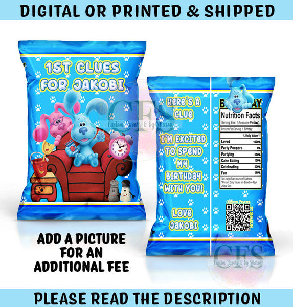 BLUES CLUES CHIP BAGS Custom Favorz by Sharon