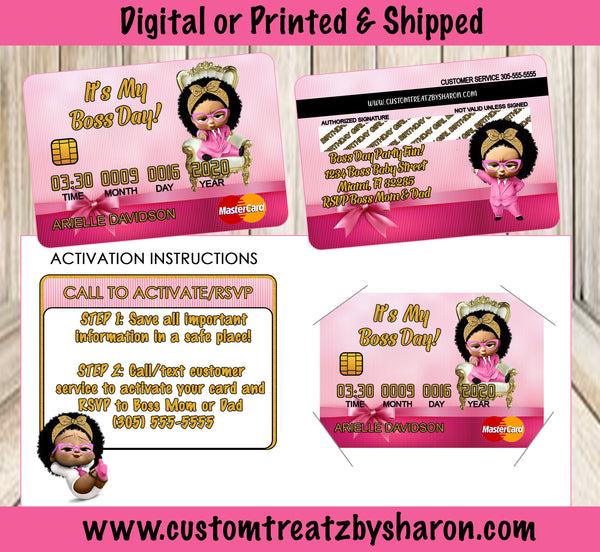 BOSS BABY GIRL CREDIT CARD INVITE Custom Favorz by Sharon