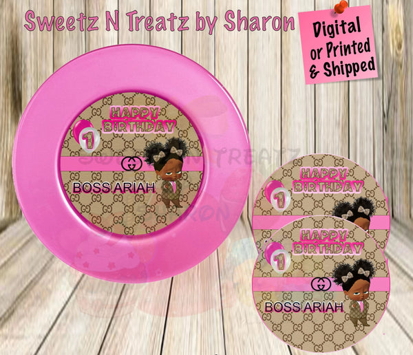 BOSS BABY GIRL GUCCI CHARGER AND PARTY PLATE INSERTS Custom Favorz by Sharon