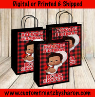 BOSS BABY RED PLAID GIFT BAG LABELS Custom Favorz by Sharon