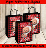BOSS BABY RED PLAID GIFT BAG LABELS Custom Favorz by Sharon