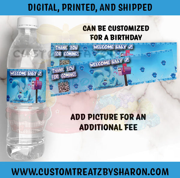 Blue's Clues Baby Shower Inspired Water Bottle Labels Custom Favorz by Sharon