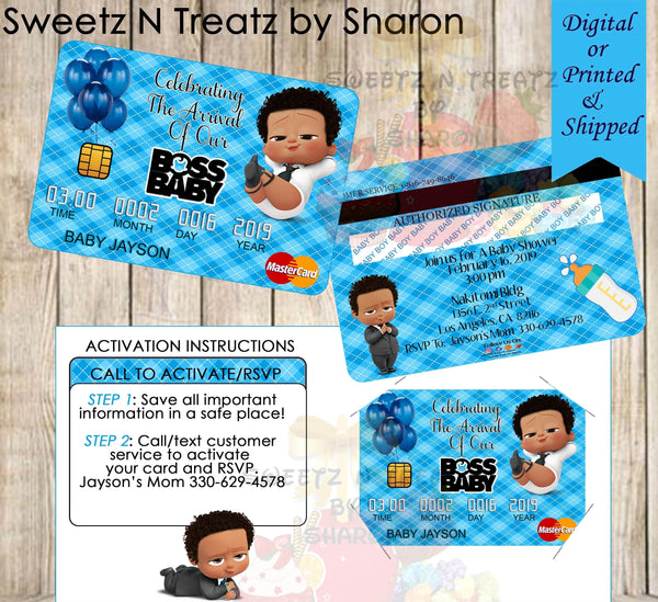 Boss Baby Boy Baby Shower Credit Card Invite Custom Favorz by Sharon