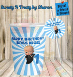 Boss Baby Boy Party Cup & Matching Straw Tag Custom Favorz by Sharon