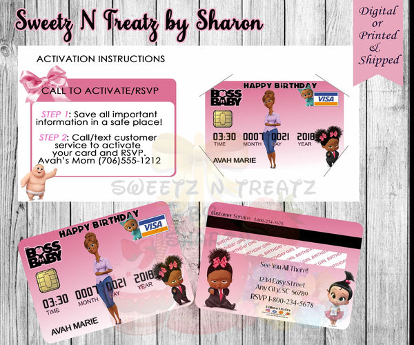 Boss Baby Girl Credit Card Invite Custom Favorz by Sharon