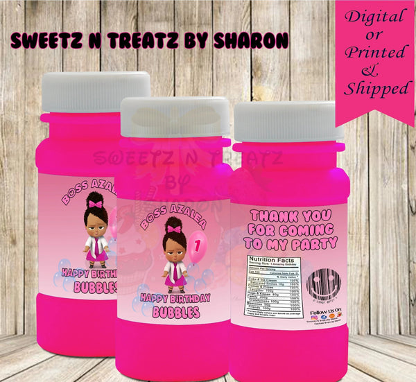 Boss Baby Girl Party Bubble Labels Custom Favorz by Sharon