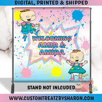 CAUCASIAN PHIL & LIL BABYSHOWER BACKDROP - Phil & Lil Baby Shower Banner Custom Favorz by Sharon