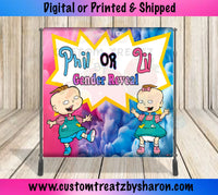 CAUCASIAN PHIL & LIL BACKDROP - Phil & Lil Gender Reveal Banner - Phil & Lil Birthday Backdrop Custom Favorz by Sharon