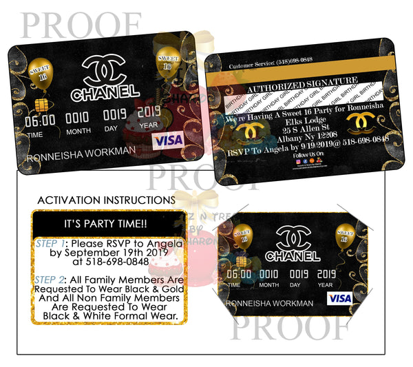 CHANEL CREDIT CARD INVITE Custom Favorz by Sharon