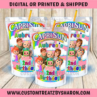 COCOMELON CAPRISUN OR KOOL- AID JAMMERS Custom Favorz by Sharon