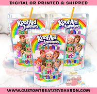 COCOMELON CAPRISUN OR KOOL- AID JAMMERS Custom Favorz by Sharon