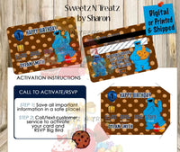 COOKIE MONSTER Credit Card Invite Custom Favorz by Sharon