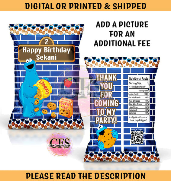 Cookie Monster Birthday Chip Bags