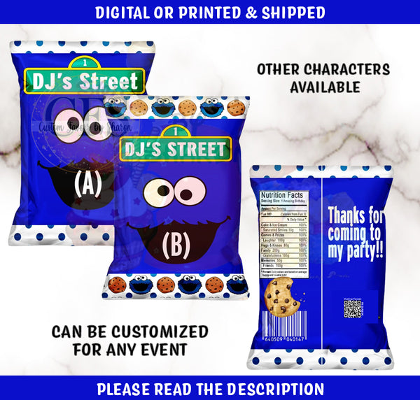 Cookie Monster Custom Chip Bags - Sesame Street