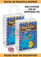COOKIE MONSTER BIRTHDAY GIFT BAG LABELS