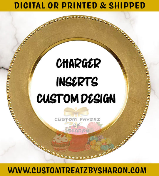 CUSTOM DESIGNED CHARGER PLATE INSERTS Custom Favorz by Sharon
