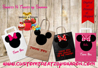 CUSTOMIZED GIFT BAGS - Party Favor Bags - Goodie Bags - Mickey Mouse - Minnie Mouse - Personalized Party Favors - Print - Shipped Custom Favorz by Sharon