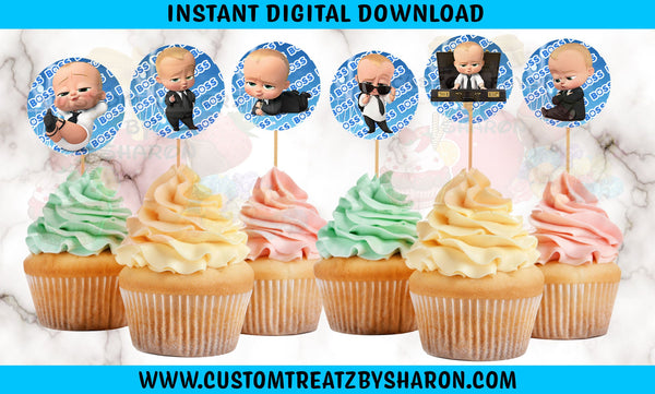 Caucasian Boss Baby Boy Cupcake Toppers - Instant Download Custom Favorz by Sharon