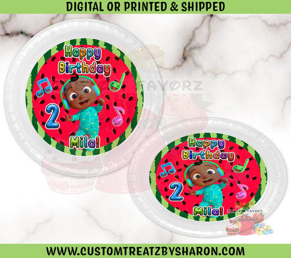 CoComelon Watermelon Party and Charger Plate Inserts Custom Favorz by Sharon