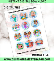 Cocomelon Cupcake Toppers - Instant Download Custom Favorz by Sharon