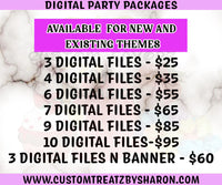 DIGITAL PARTY PACKAGES - Digital Bundle - You Print Yourself - Custom Digital Packages - Any Theme - Digital Files Only - No Shipping