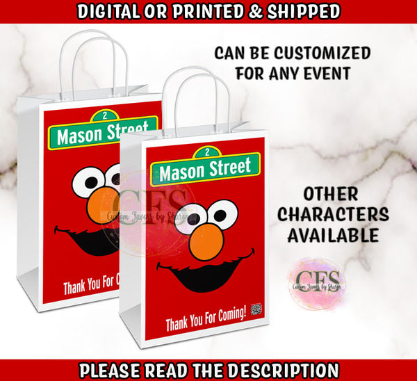 ELMO, COOKIE MONSTER, ERNIE, BIG BIRD, THE GROUCH, & ABBY CADABBY BDAY GIFT BAG LABELS